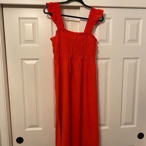 Old Navy Orange Ruffle Midi Dress Large